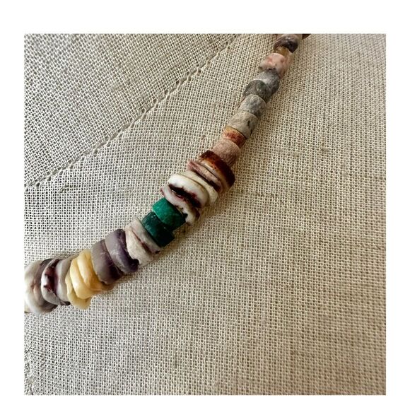 Vintage Shell & Turquoise Heishi Necklace – Handcrafted Southwest Style - Picture 9 of 10
